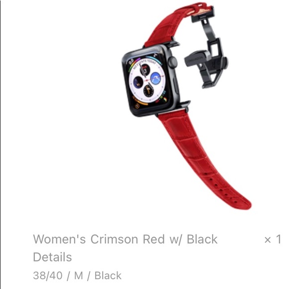 Longvadon Caiman Series Crimson Red (medium) with Black Details Apple Watch Band - Picture 10 of 10